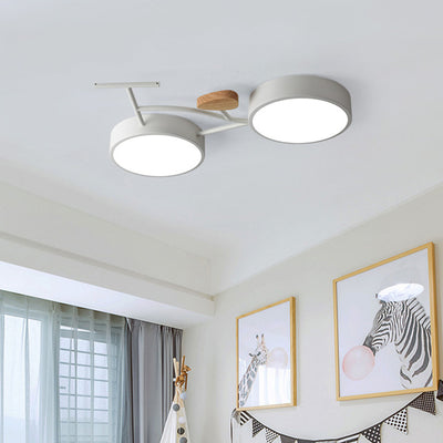 Luz de techo empotrada LED de acrílico y hierro con madera creativa contemporánea para dormitorio 