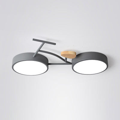 Luz de techo empotrada LED de acrílico y hierro con madera creativa contemporánea para dormitorio 