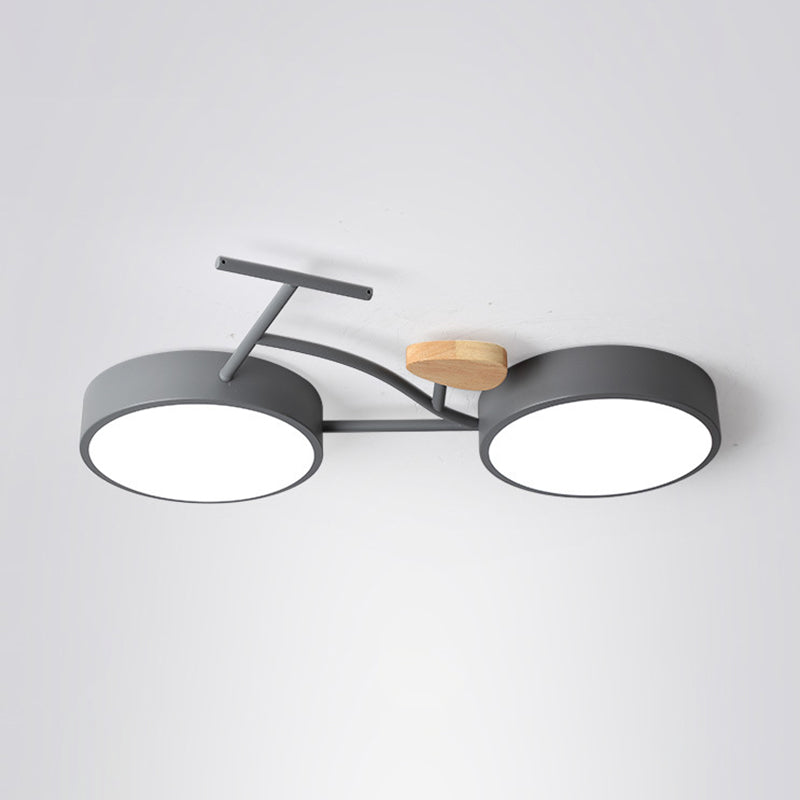 Luz de techo empotrada LED de acrílico y hierro con madera creativa contemporánea para dormitorio 