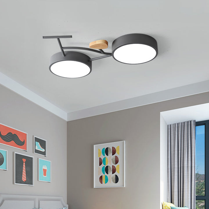Lumière de plafond LED encastrée contemporaine créative en fer, bois et acrylique pour chambre 
