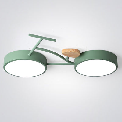 Luz de techo empotrada LED de acrílico y hierro con madera creativa contemporánea para dormitorio 