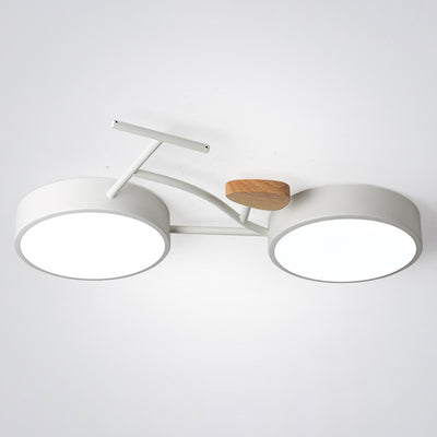 Luz de techo empotrada LED de acrílico y hierro con madera creativa contemporánea para dormitorio 