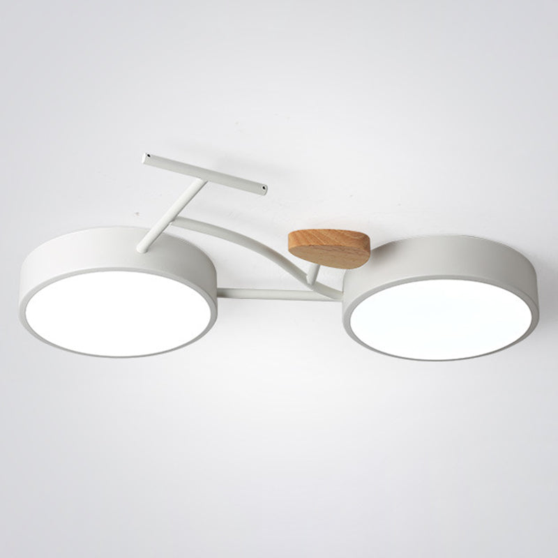 Luz de techo empotrada LED de acrílico y hierro con madera creativa contemporánea para dormitorio 