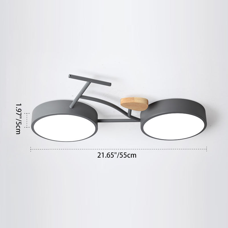 Luz de techo empotrada LED de acrílico y hierro con madera creativa contemporánea para dormitorio 
