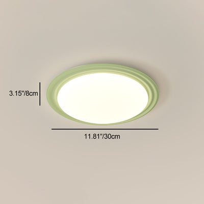 Contemporary Nordic Cream Pumpkin Disc Iron Roto-molding LED Flush Mount Ceiling Light For Hallways