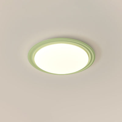 Contemporary Nordic Cream Pumpkin Disc Iron Roto-molding LED Flush Mount Ceiling Light For Hallways