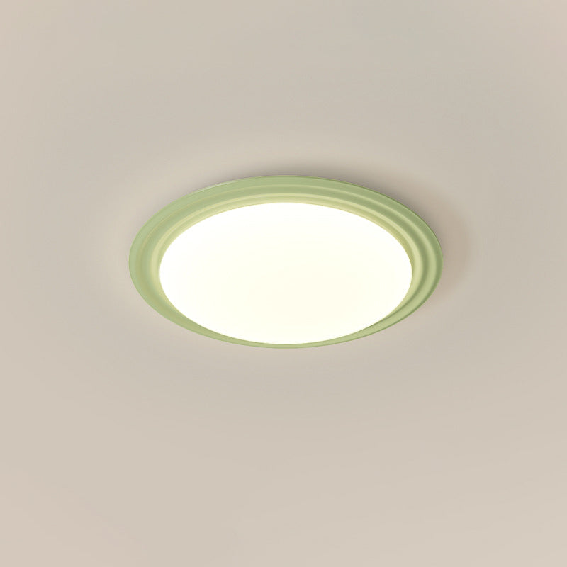 Contemporary Nordic Cream Pumpkin Disc Iron Roto-molding LED Flush Mount Ceiling Light For Hallways