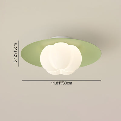Contemporary Nordic Cream Pumpkin Disc Iron Roto-molding LED Flush Mount Ceiling Light For Hallways