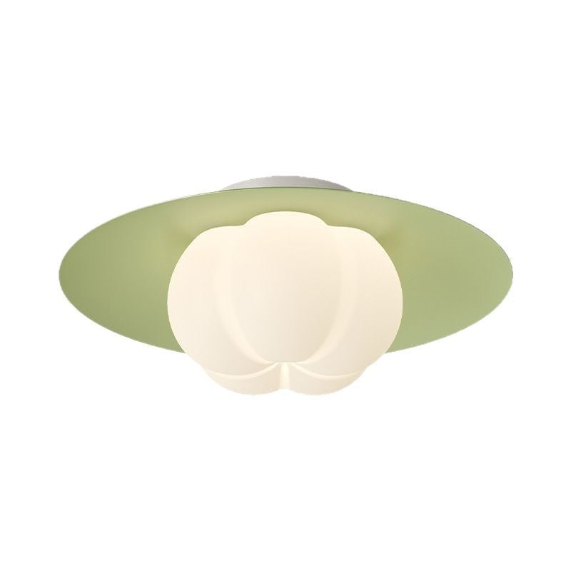 Contemporary Nordic Cream Pumpkin Disc Iron Roto-molding LED Flush Mount Ceiling Light For Hallways