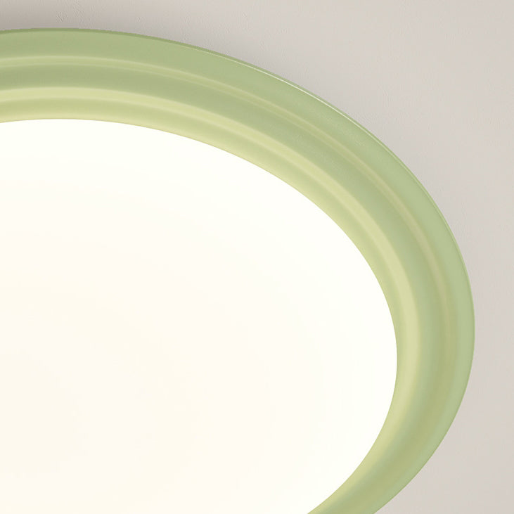 Contemporary Nordic Cream Pumpkin Disc Iron Roto-molding LED Flush Mount Ceiling Light For Hallways