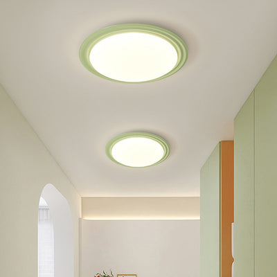 Contemporary Nordic Cream Pumpkin Disc Iron Roto-molding LED Flush Mount Ceiling Light For Hallways