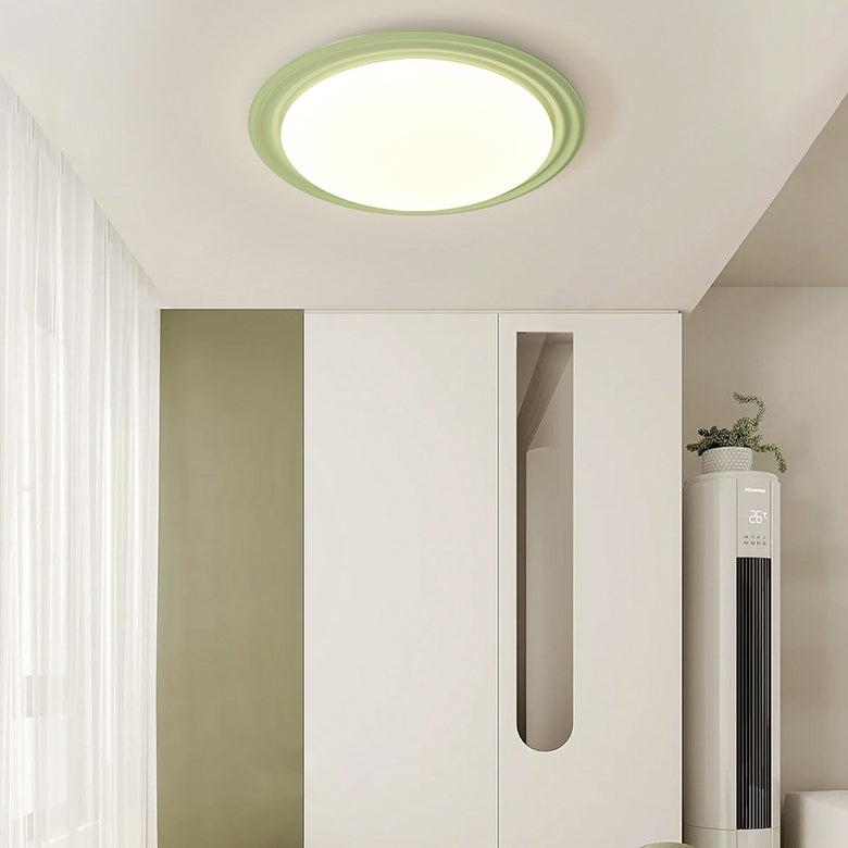 Contemporary Nordic Cream Pumpkin Disc Iron Roto-molding LED Flush Mount Ceiling Light For Hallways