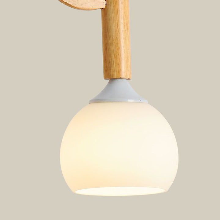 Traditionelle japanische Zweige Blätter Halbkreis Gummi Holz Glas Eisen 3 - Licht Kronleuchter für Esszimmer 