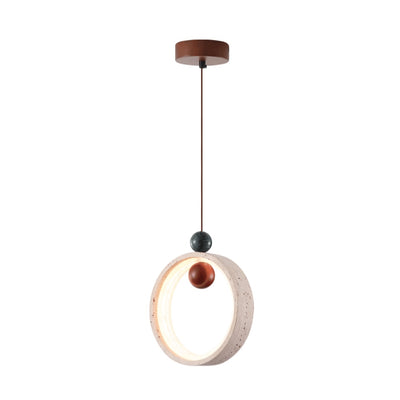 Traditional Japanese Dome Round Circle Colored Travertine Yellow Travertine LED Pendant Light For Bedroom