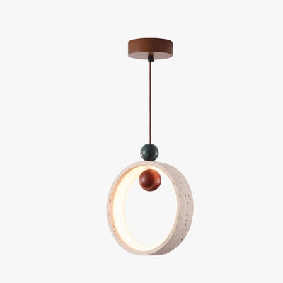 Traditional Japanese Dome Round Circle Colored Travertine Yellow Travertine LED Pendant Light For Bedroom