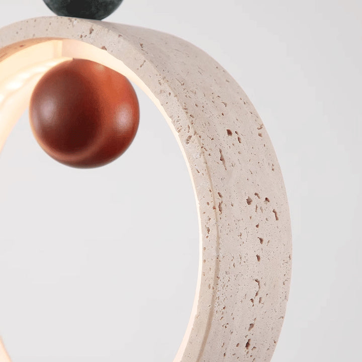 Traditional Japanese Dome Round Circle Colored Travertine Yellow Travertine LED Pendant Light For Bedroom
