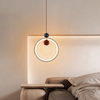 Traditional Japanese Dome Round Circle Colored Travertine Yellow Travertine LED Pendant Light For Bedroom