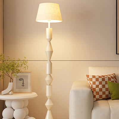 Abat-jour en tissu trapézoïdal nordique contemporain avec base ronde, lampe de sol à 1 lumière pour salon 