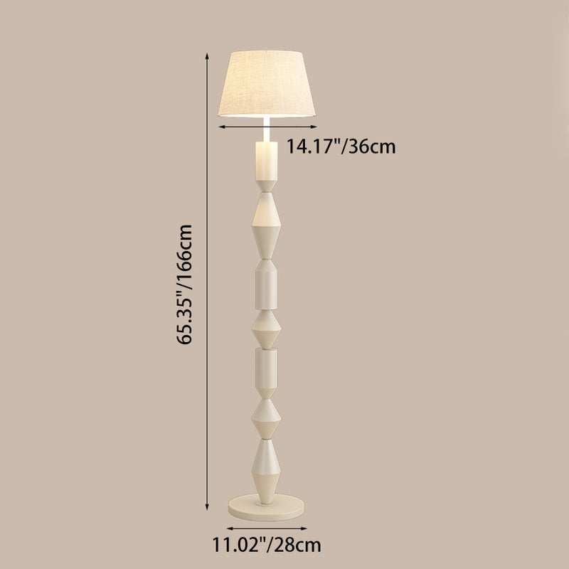 Abat-jour en tissu trapézoïdal nordique contemporain avec base ronde, lampe de sol à 1 lumière pour salon 
