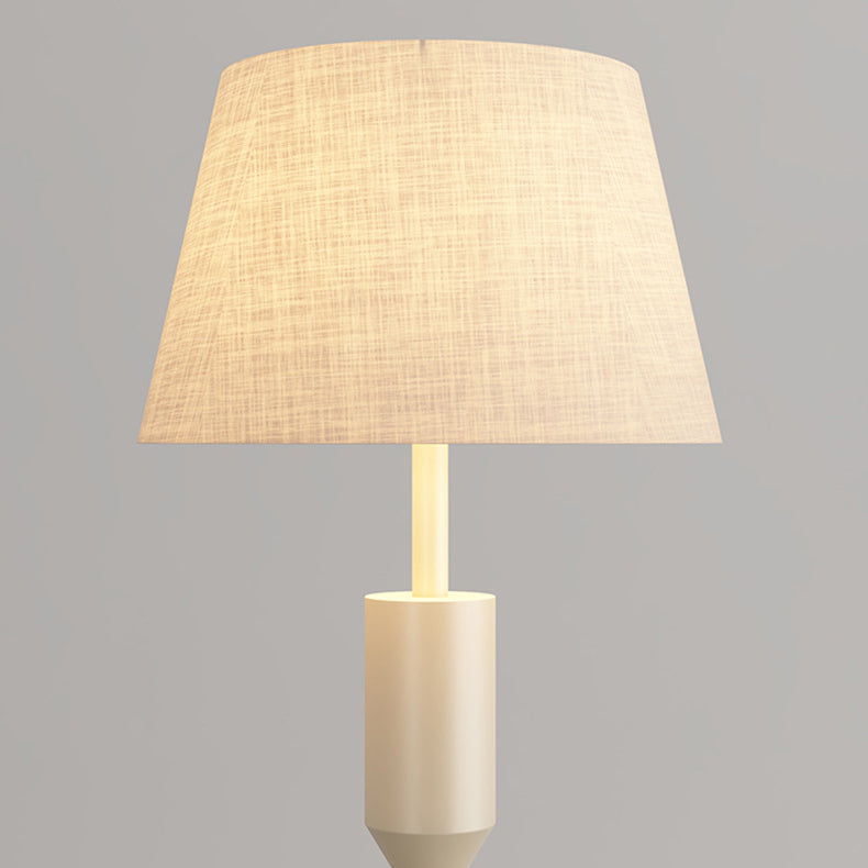 Abat-jour en tissu trapézoïdal nordique contemporain avec base ronde, lampe de sol à 1 lumière pour salon 