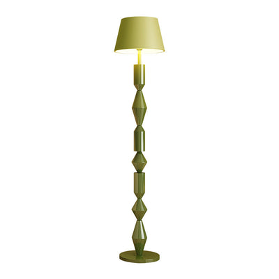 Abat-jour en tissu trapézoïdal nordique contemporain avec base ronde, lampe de sol à 1 lumière pour salon 