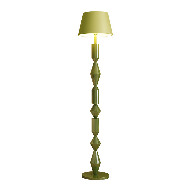 Abat-jour en tissu trapézoïdal nordique contemporain avec base ronde, lampe de sol à 1 lumière pour salon 