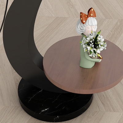 Contemporary Nordic Pumpkin Wood Lampshade Iron 1 - Light Standing Floor Lamp For Living Room