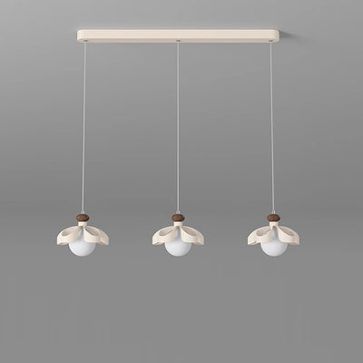Lustre contemporain nordique en fer crème fleur orbe PE 1/3 - Lumière pour salle à manger 