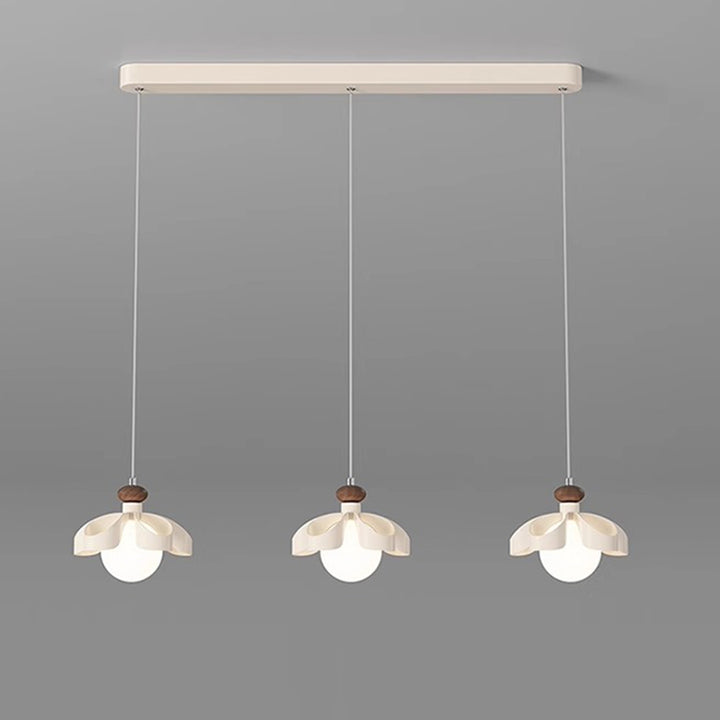 Contemporary Nordic Cream Flower Iron PE Orb 1/3 - Light Chandelier For Dining Room