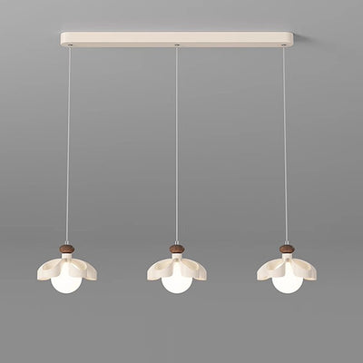 Lustre contemporain nordique en fer crème fleur orbe PE 1/3 - Lumière pour salle à manger 