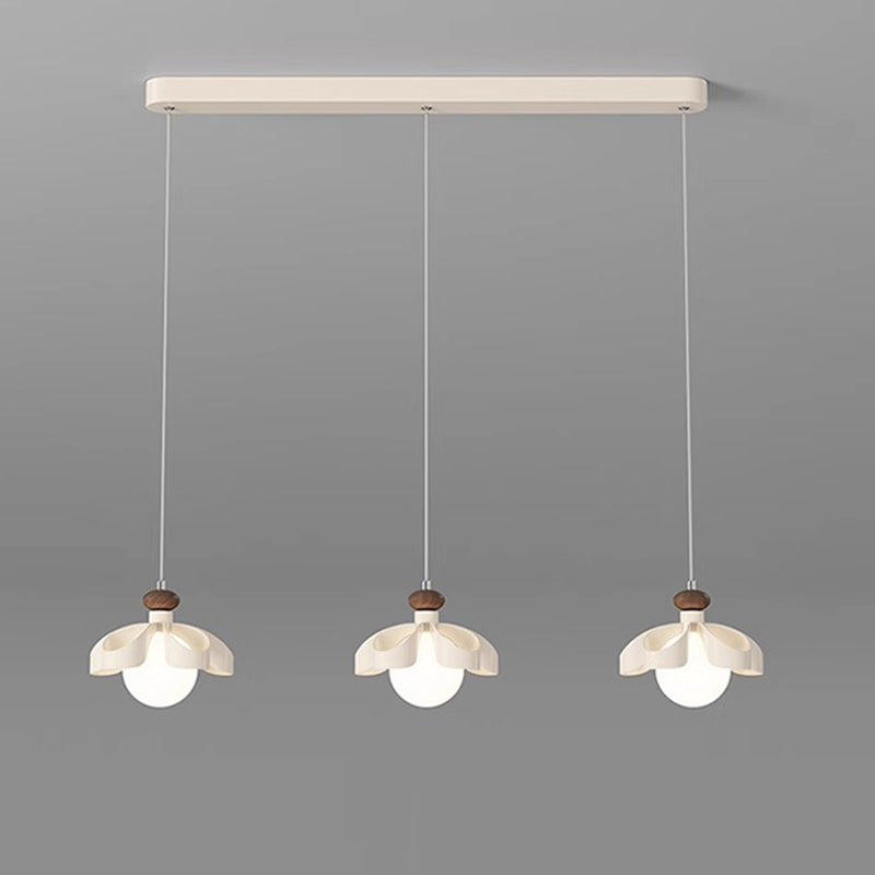Lustre contemporain nordique en fer crème fleur orbe PE 1/3 - Lumière pour salle à manger 