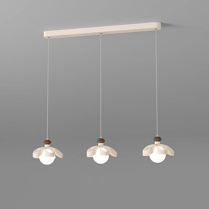 Contemporary Nordic Cream Flower Iron PE Orb 1/3 - Light Chandelier For Dining Room