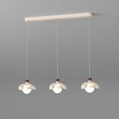 Lustre contemporain nordique en fer crème fleur orbe PE 1/3 - Lumière pour salle à manger 