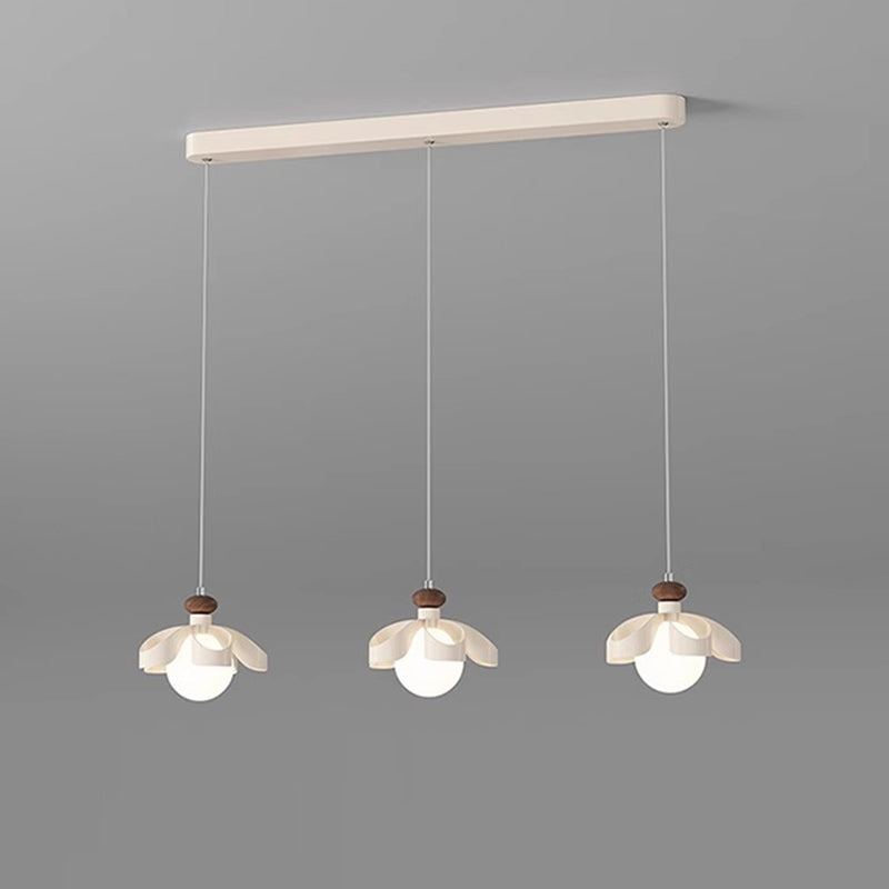 Lustre contemporain nordique en fer crème fleur orbe PE 1/3 - Lumière pour salle à manger 