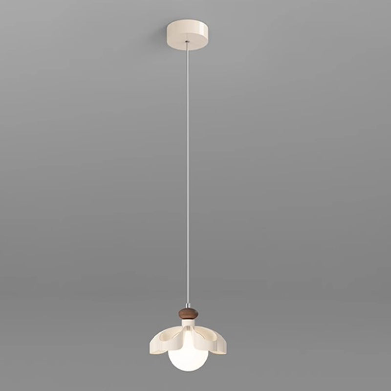 Lustre contemporain nordique en fer crème fleur orbe PE 1/3 - Lumière pour salle à manger 