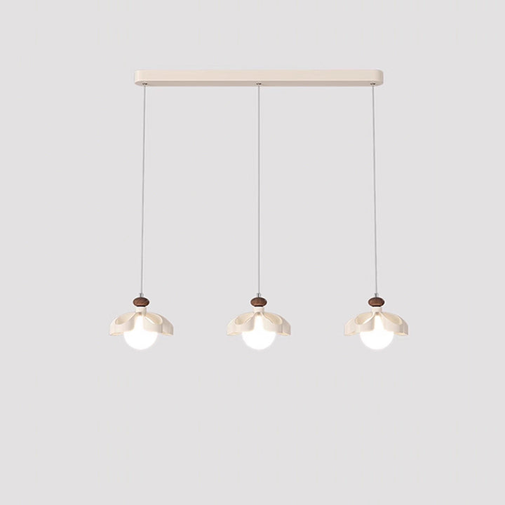 Contemporary Nordic Cream Flower Iron PE Orb 1/3 - Light Chandelier For Dining Room