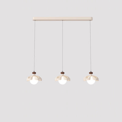 Lustre contemporain nordique en fer crème fleur orbe PE 1/3 - Lumière pour salle à manger 