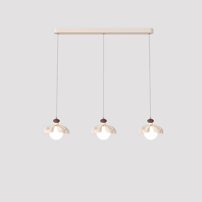 Lustre contemporain nordique en fer crème fleur orbe PE 1/3 - Lumière pour salle à manger 