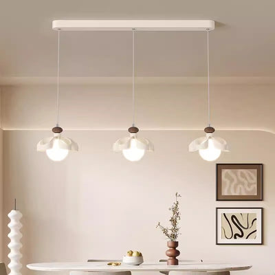 Lustre contemporain nordique en fer crème fleur orbe PE 1/3 - Lumière pour salle à manger 