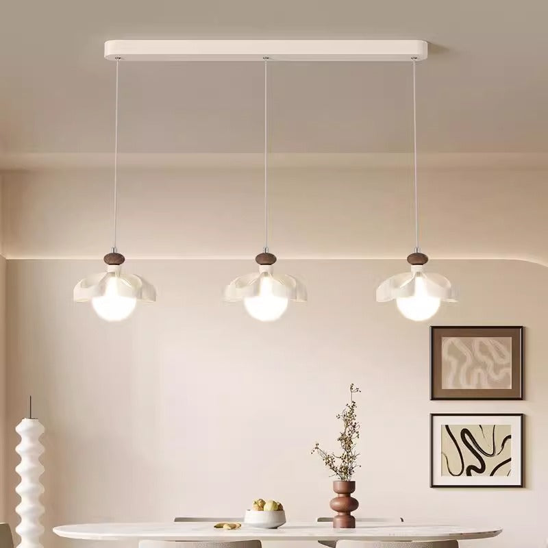 Lustre contemporain nordique en fer crème fleur orbe PE 1/3 - Lumière pour salle à manger 
