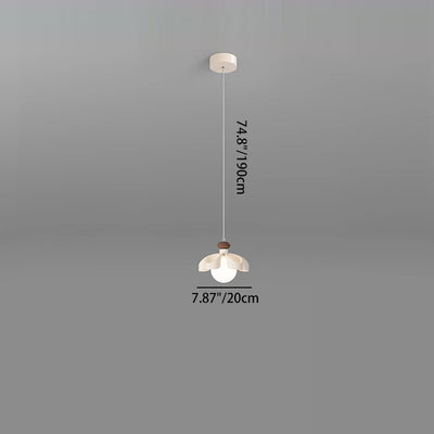 Lustre contemporain nordique en fer crème fleur orbe PE 1/3 - Lumière pour salle à manger 