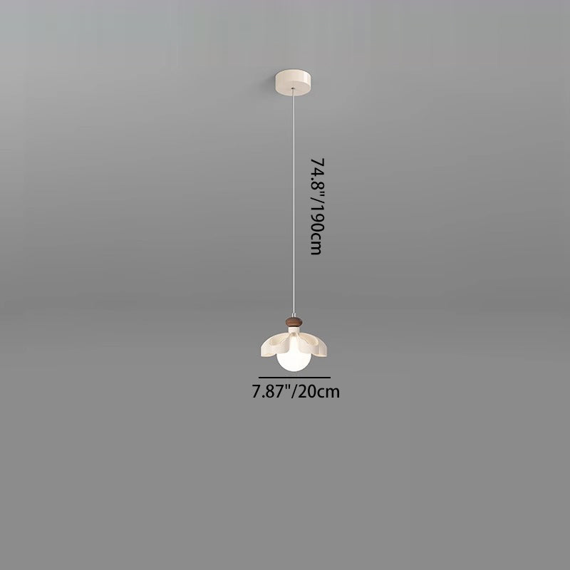 Lustre contemporain nordique en fer crème fleur orbe PE 1/3 - Lumière pour salle à manger 