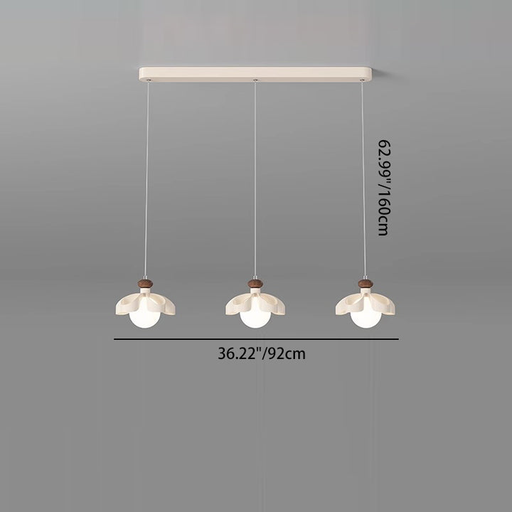 Contemporary Nordic Cream Flower Iron PE Orb 1/3 - Light Chandelier For Dining Room