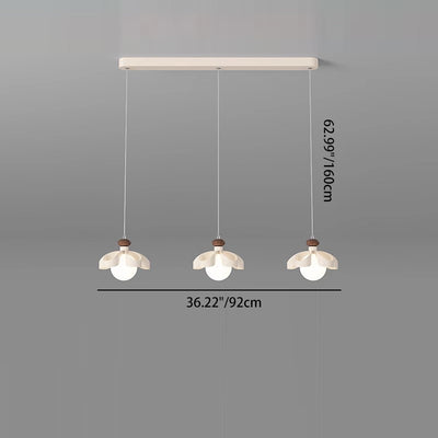Lustre contemporain nordique en fer crème fleur orbe PE 1/3 - Lumière pour salle à manger 