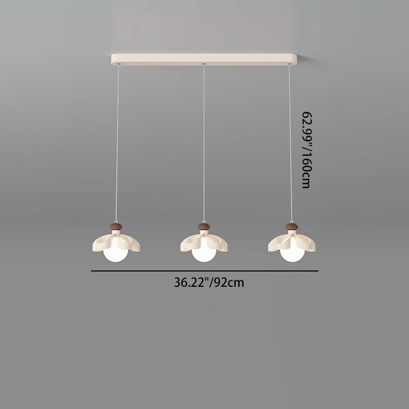 Lustre contemporain nordique en fer crème fleur orbe PE 1/3 - Lumière pour salle à manger 