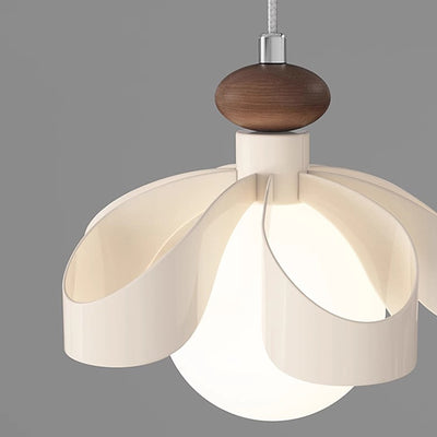 Lustre contemporain nordique en fer crème fleur orbe PE 1/3 - Lumière pour salle à manger 