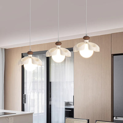 Lustre contemporain nordique en fer crème fleur orbe PE 1/3 - Lumière pour salle à manger 