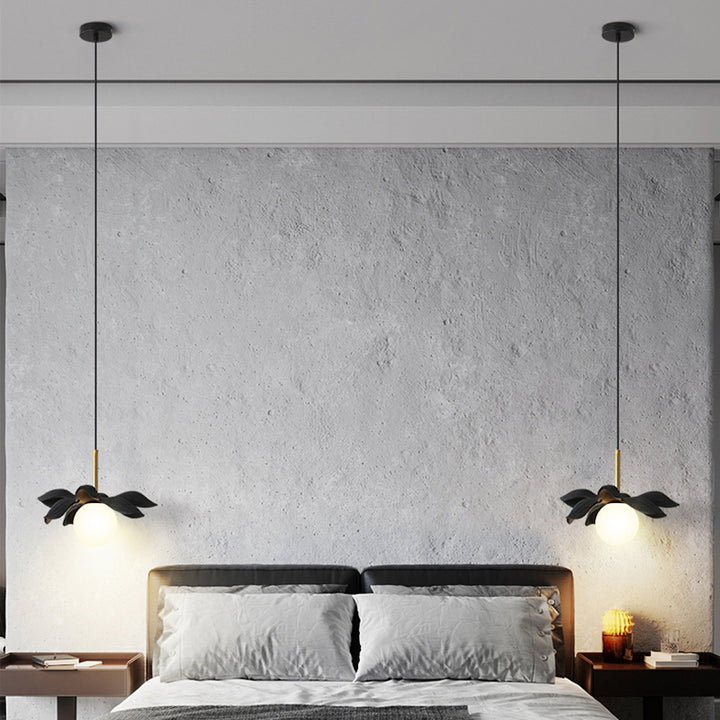 Contemporary Scandinavian Lotus Petals Resin Orb Glass 1 - Light Pendant Light For Dining Room