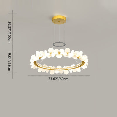 Contemporary Nordic Round Flowers Crystal Acrylic Iron LED Chandeliers For Living Room