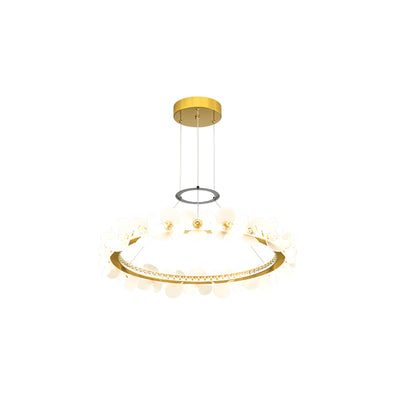 Contemporary Nordic Round Flowers Crystal Acrylic Iron LED Chandeliers For Living Room